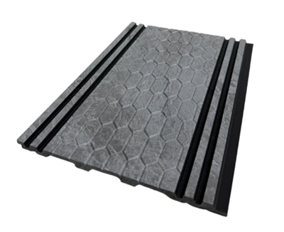 Panou de perete PS cu textură de piatră gri modernă cu suprafață geometrică